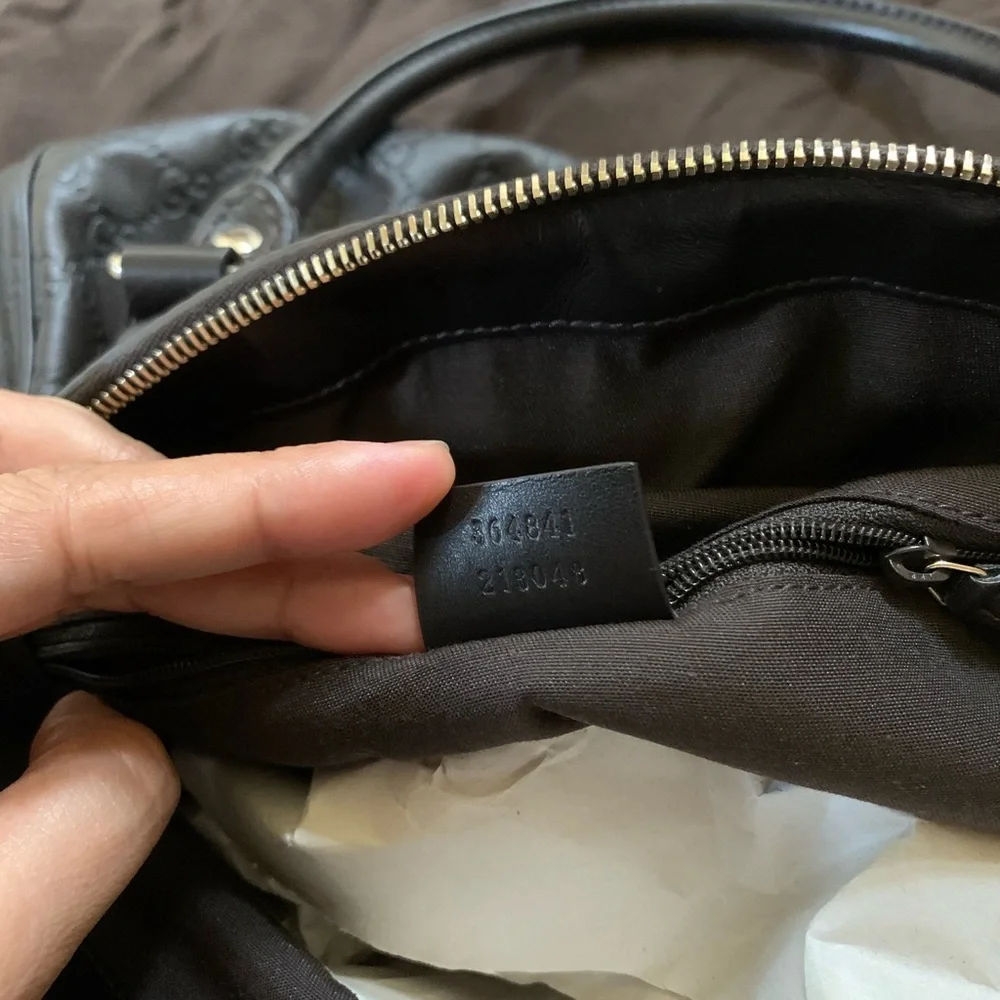 Gucci Black Embossed GG Shoulder Bag with Logo Charm